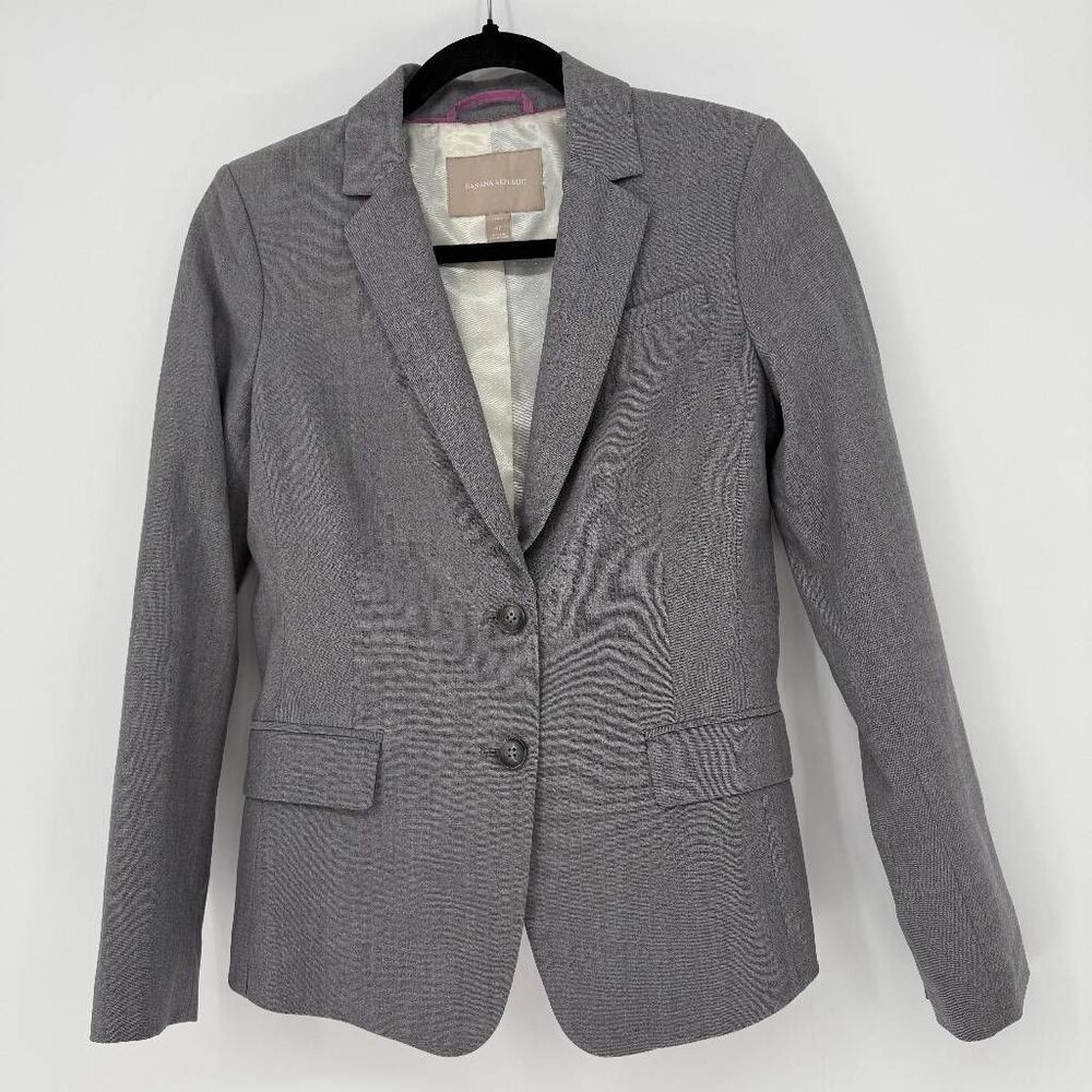 Banana Republic Women's Wool Blazer Gray Size 4 Petite